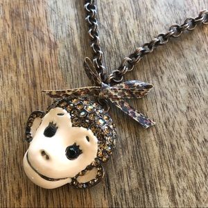 New Betsey Johnson rhinestone monkey necklace